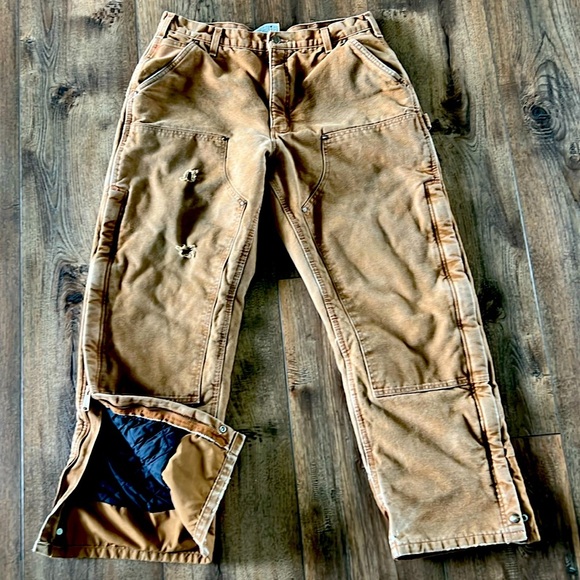 Vintage Carhartt Duck Canvas Quilted Insulated Pants 
B194 211 Siize 38x32 - Picture 1 of 15